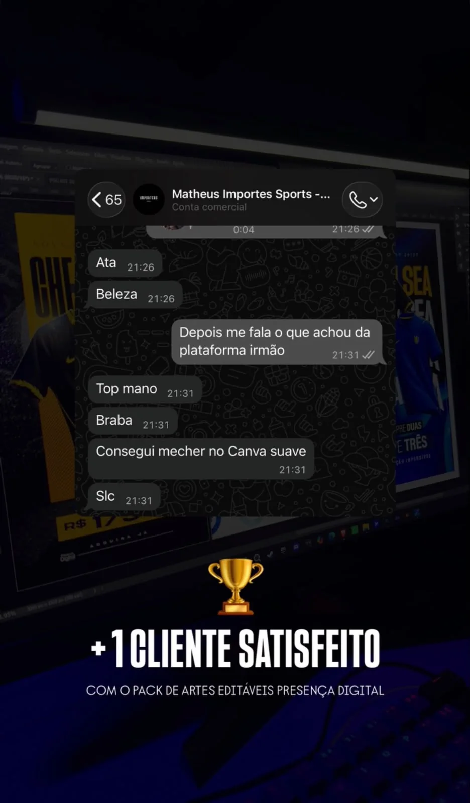 Depoimento de cliente do pack