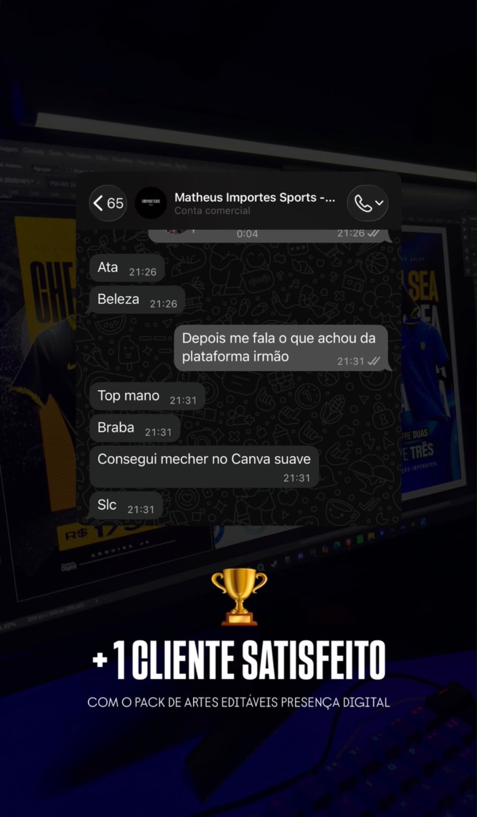 Depoimento de cliente do pack