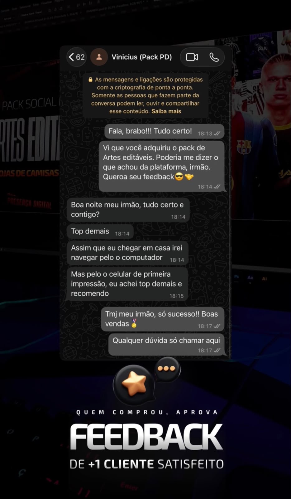 Depoimento de cliente do pack